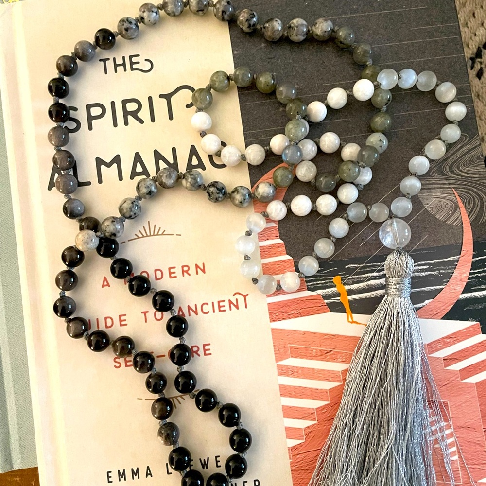 Moon Phase 108 Mala Necklace Hand Knotted
